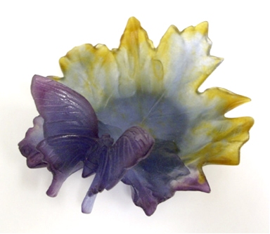 Daum Pate de Verre Butterfly Pin Tray | Modernism